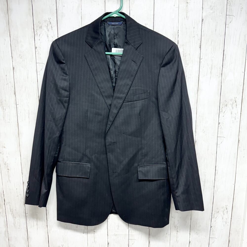Brooks Brothers Suit Jacket Mens Size 40R‎ Black Single Breasted Striped